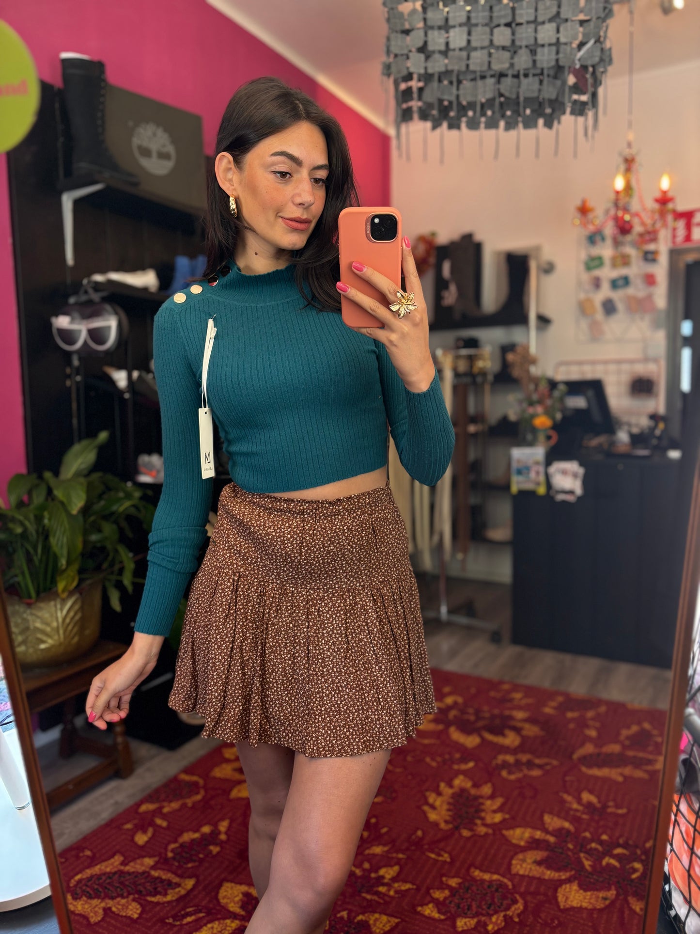 83-221 Lamiar petrol cropped top maat S