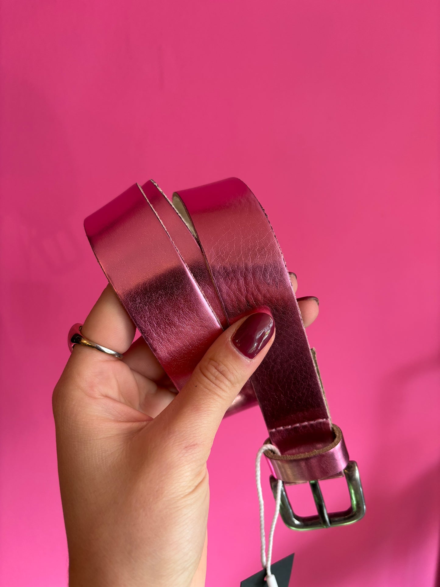 Joss riem roze real leather