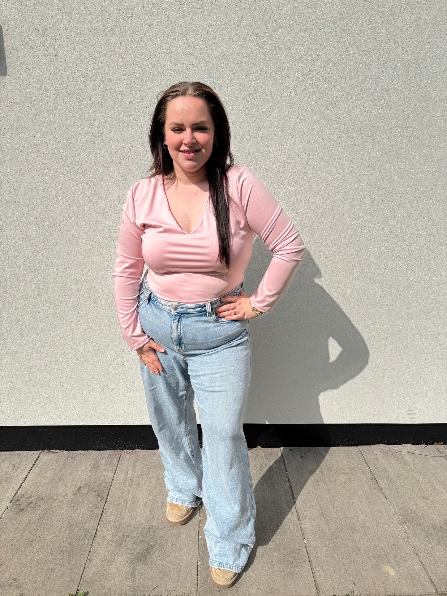 459 ByNaoom roze body maat 42 t/m 50-52