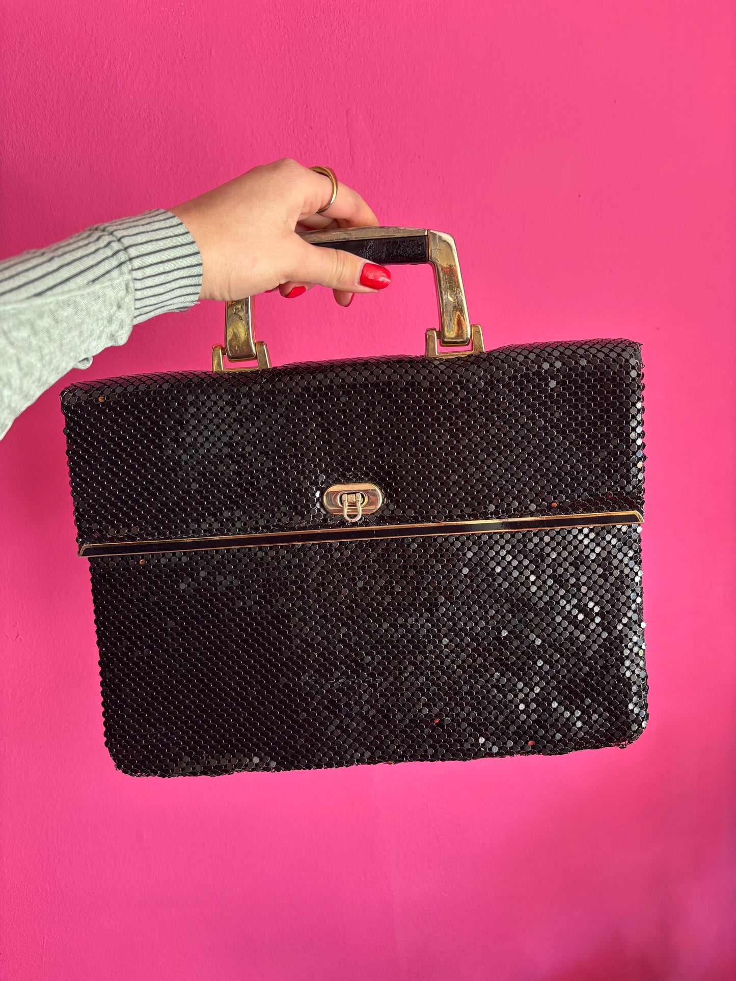 400-5 Vintage akte tas met strap
