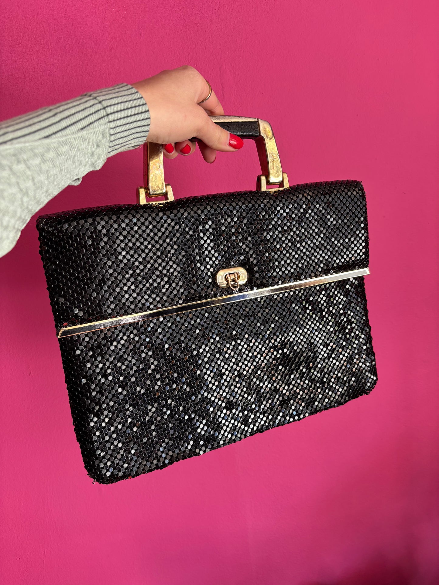 400-5 Vintage akte tas met strap