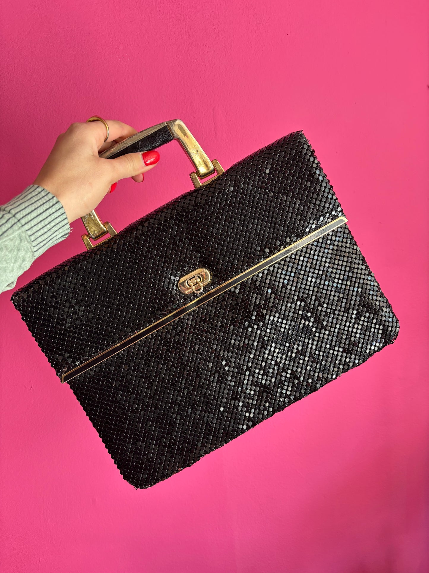 400-5 Vintage akte tas met strap