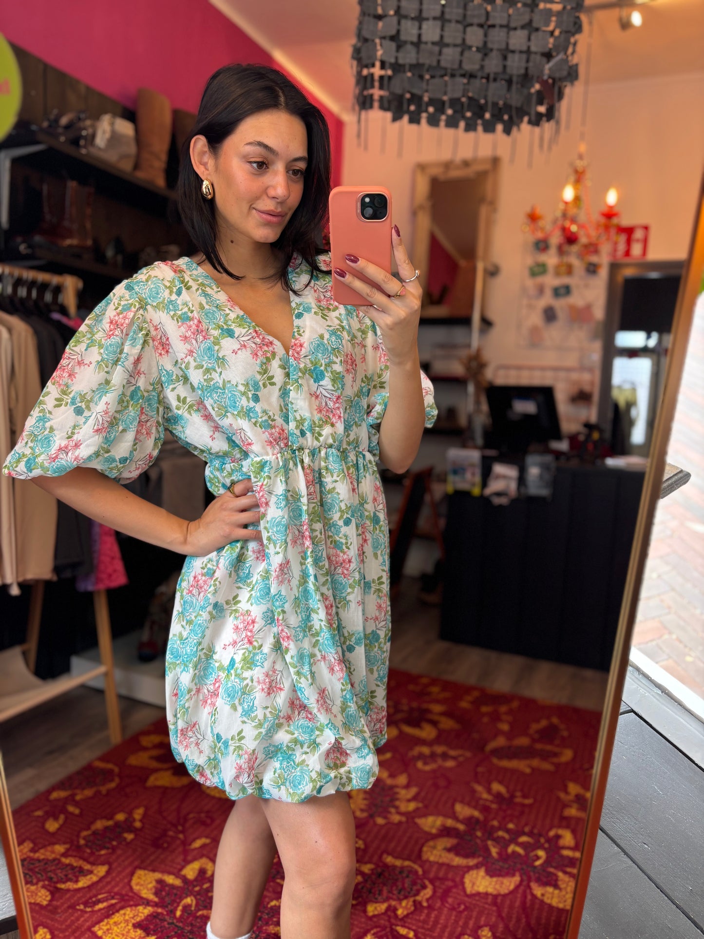 459-32 Bloemen jurkje maat XL t/m 4XL