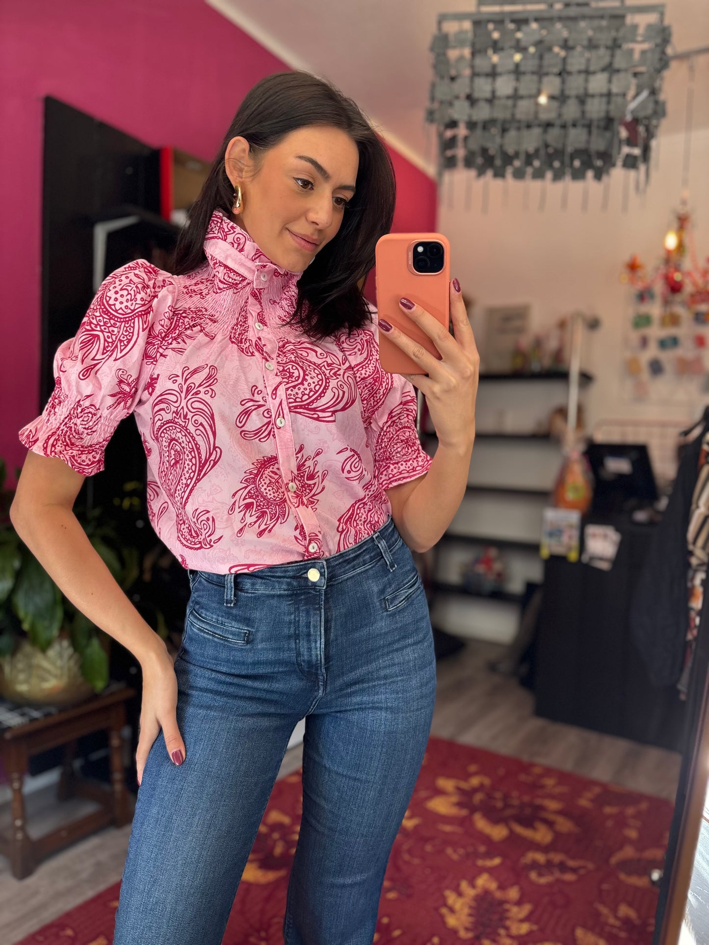400-69 Roze blouse maat M