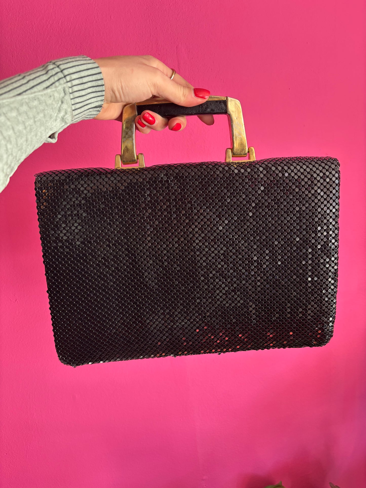 400-5 Vintage akte tas met strap