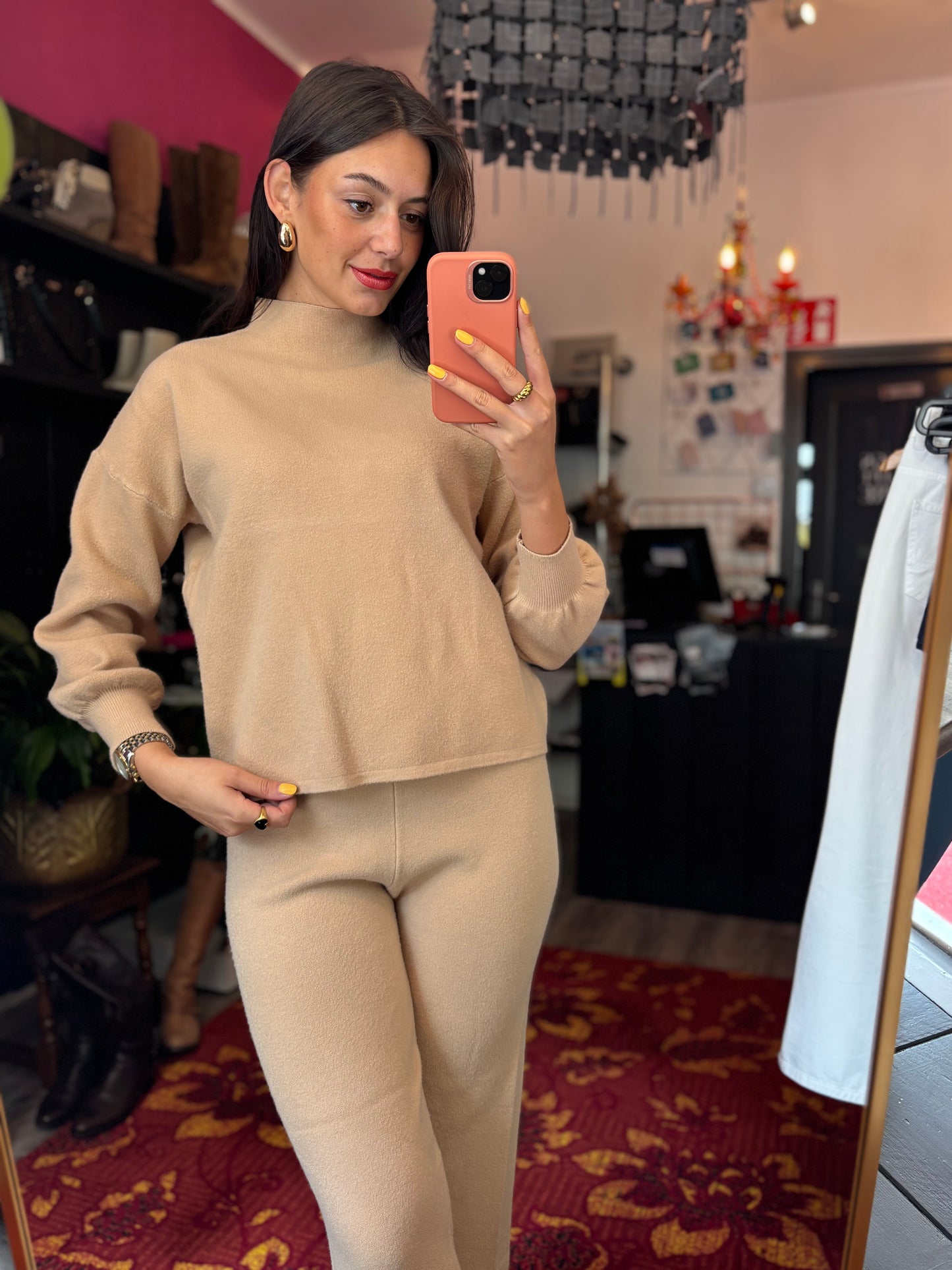 248-136 Bruine viscose set maat S/M