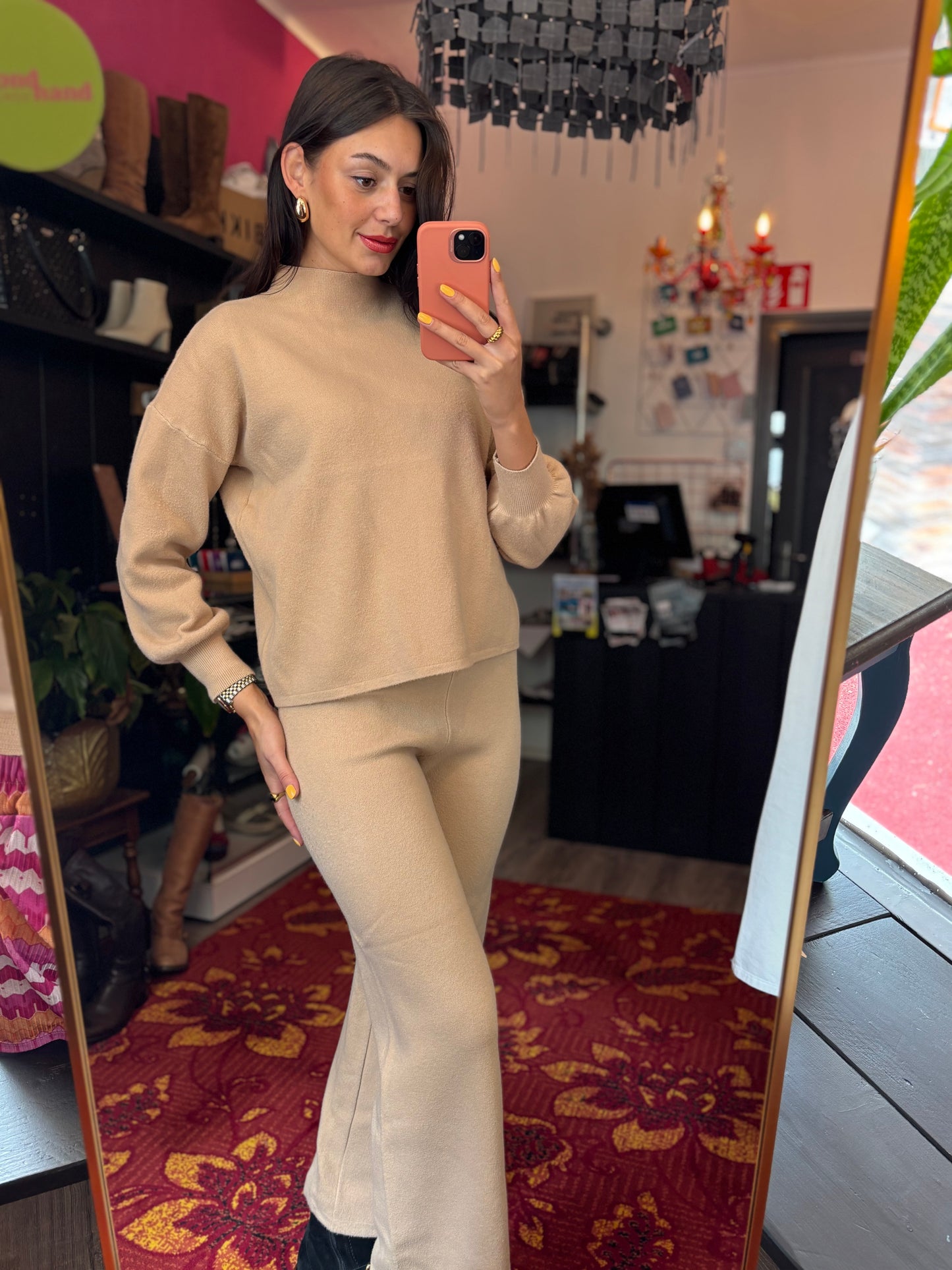 248-136 Bruine viscose set maat S/M