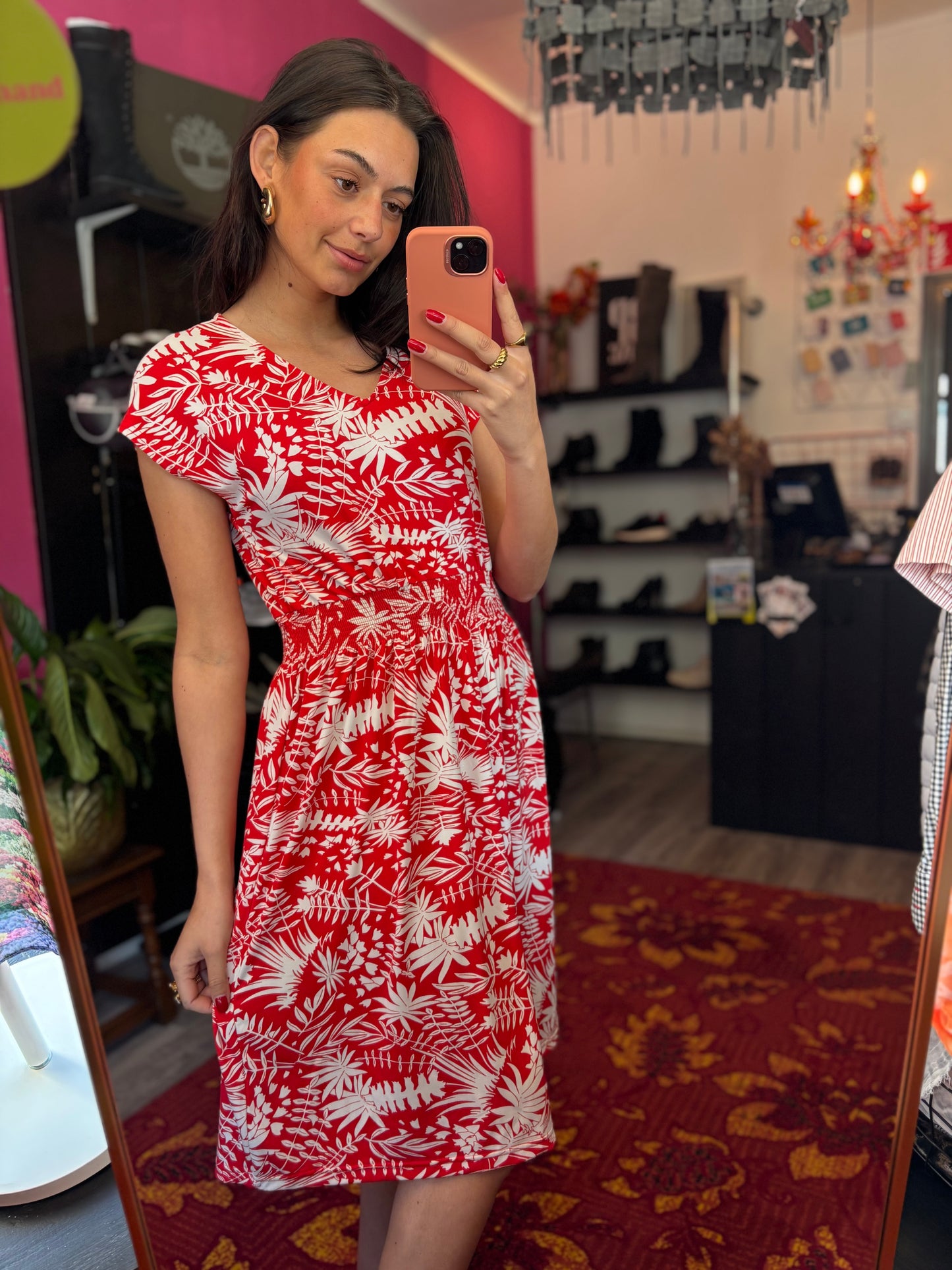 291-94 Jurk print rood maat M