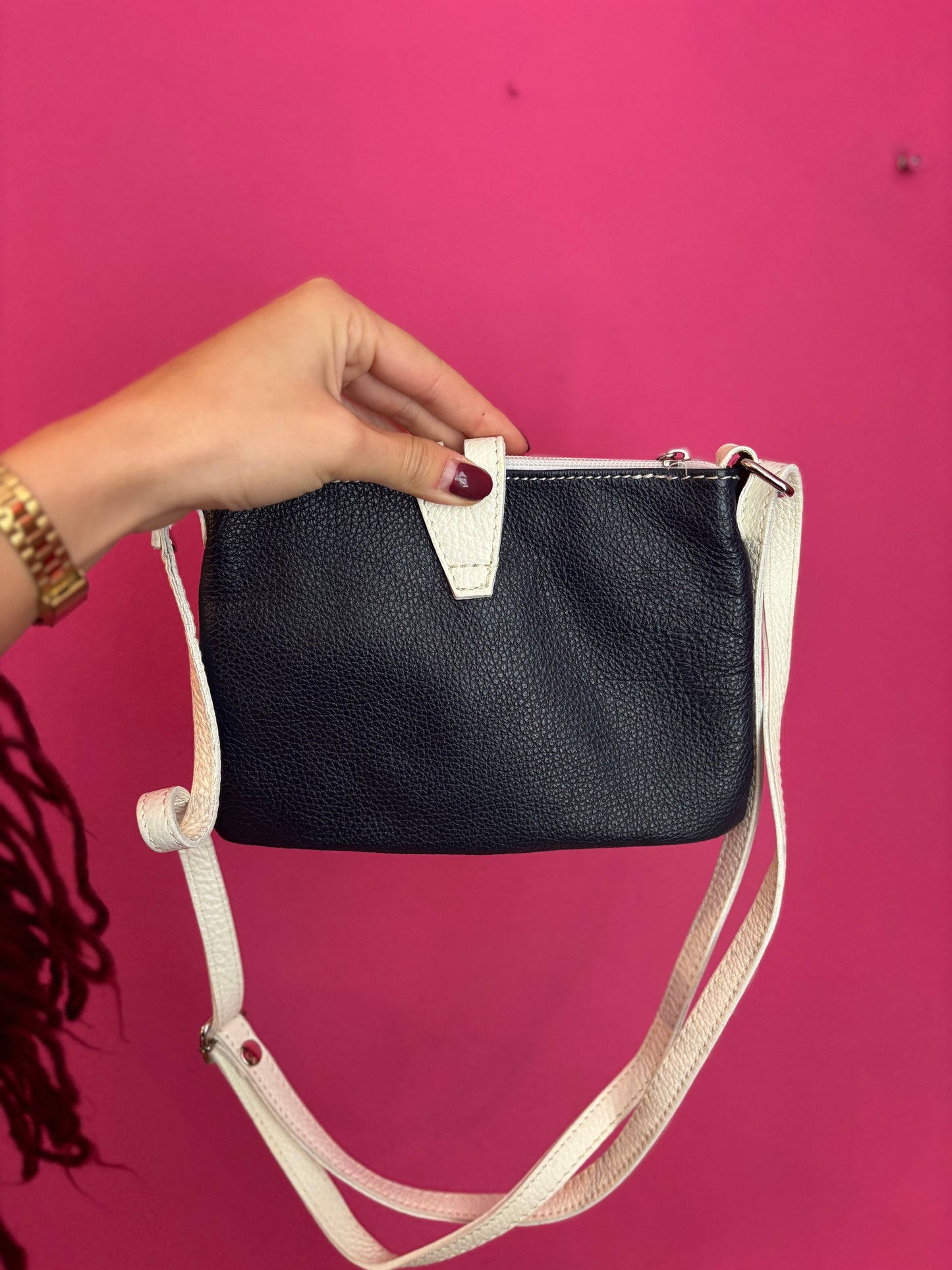 478-7 Leren tas donkerblauw