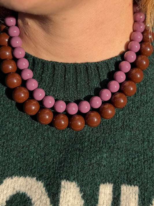 kralen ketting paars zacht