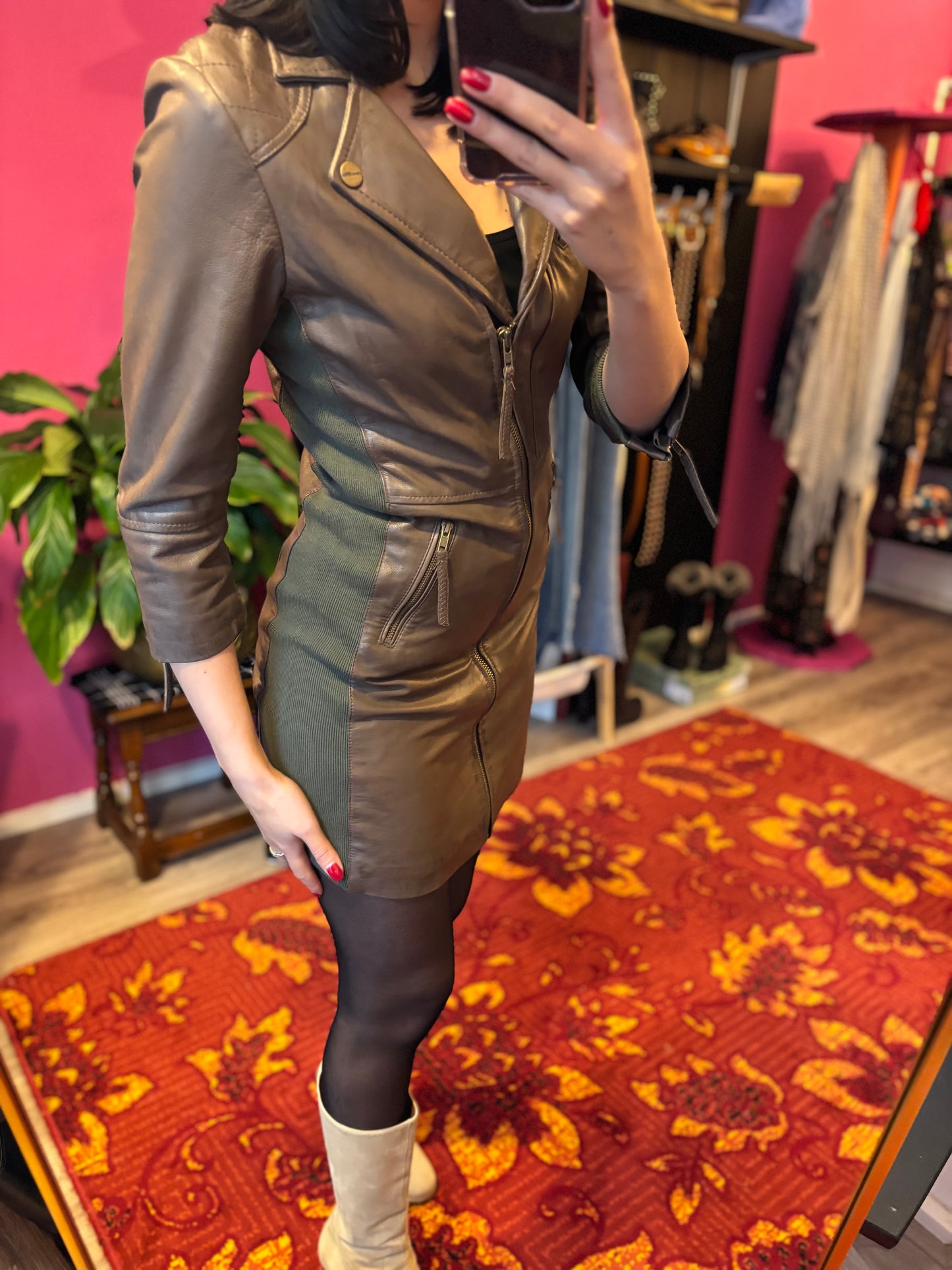 376-3 Transmission leather dress