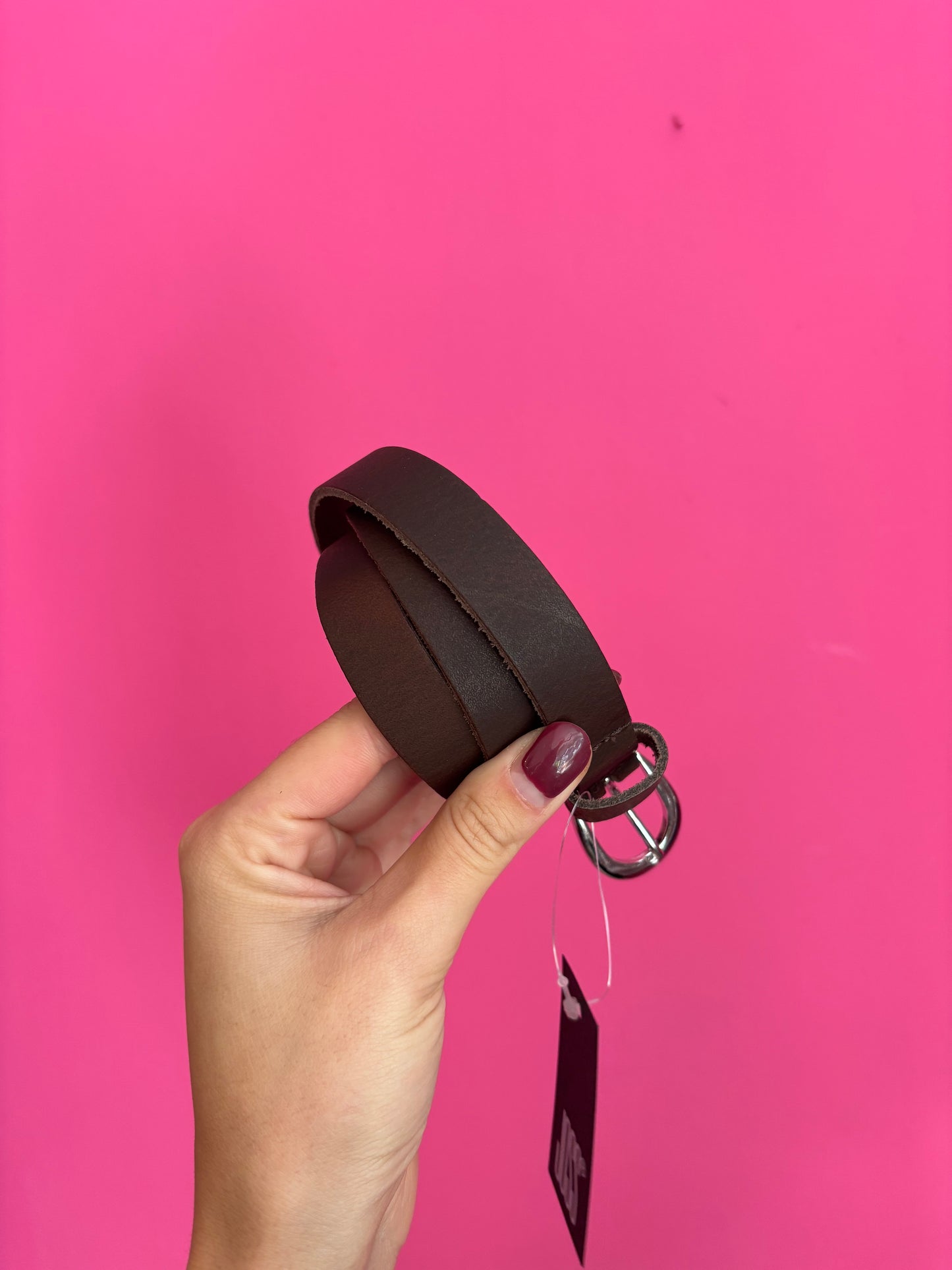 Joss riem donkerbruin real leather