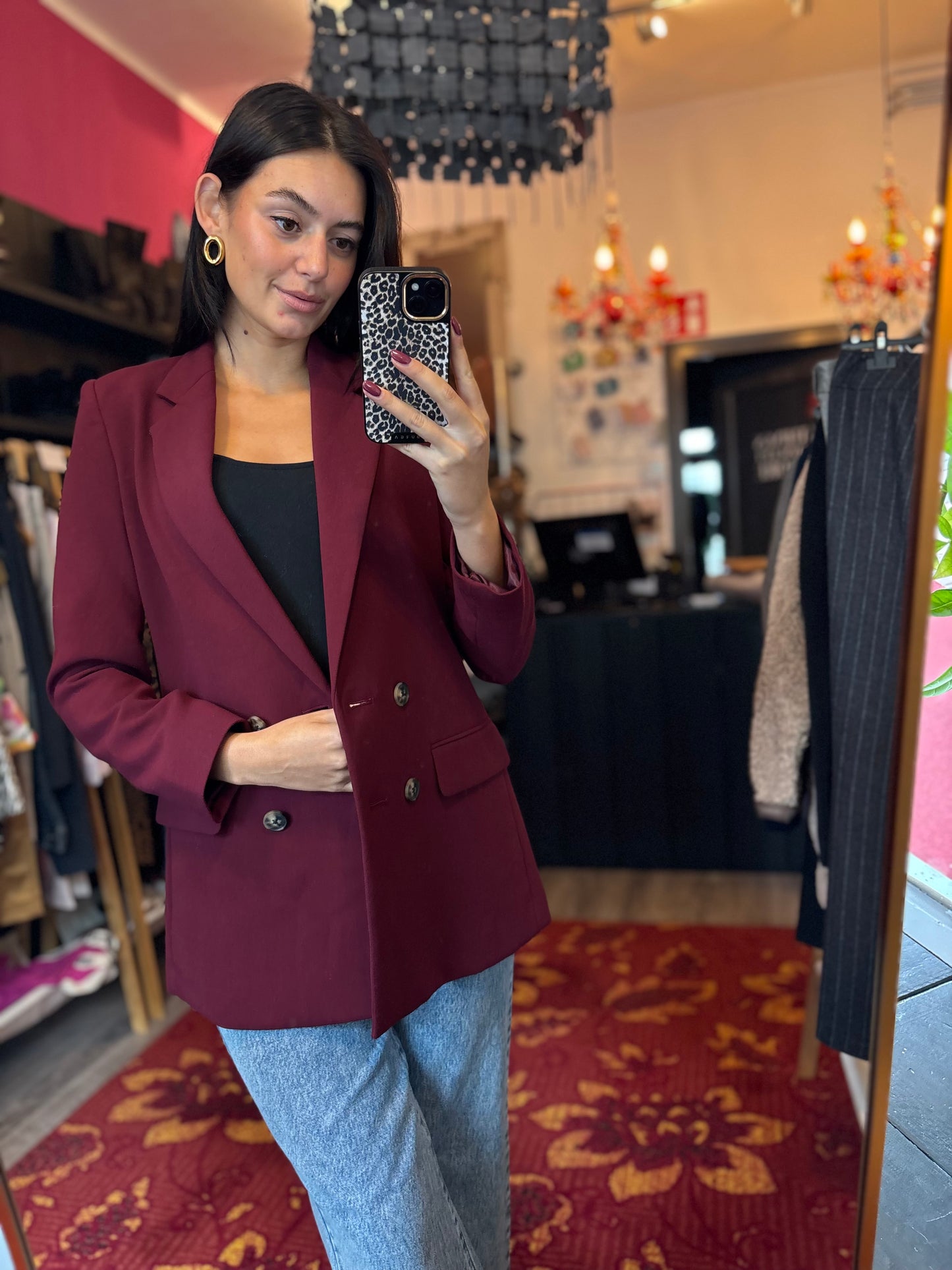 334-22 WE burgundy blazer maat 36