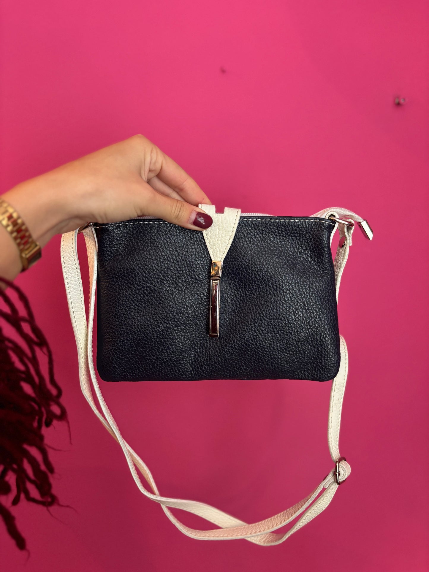 478-7 Leren tas donkerblauw