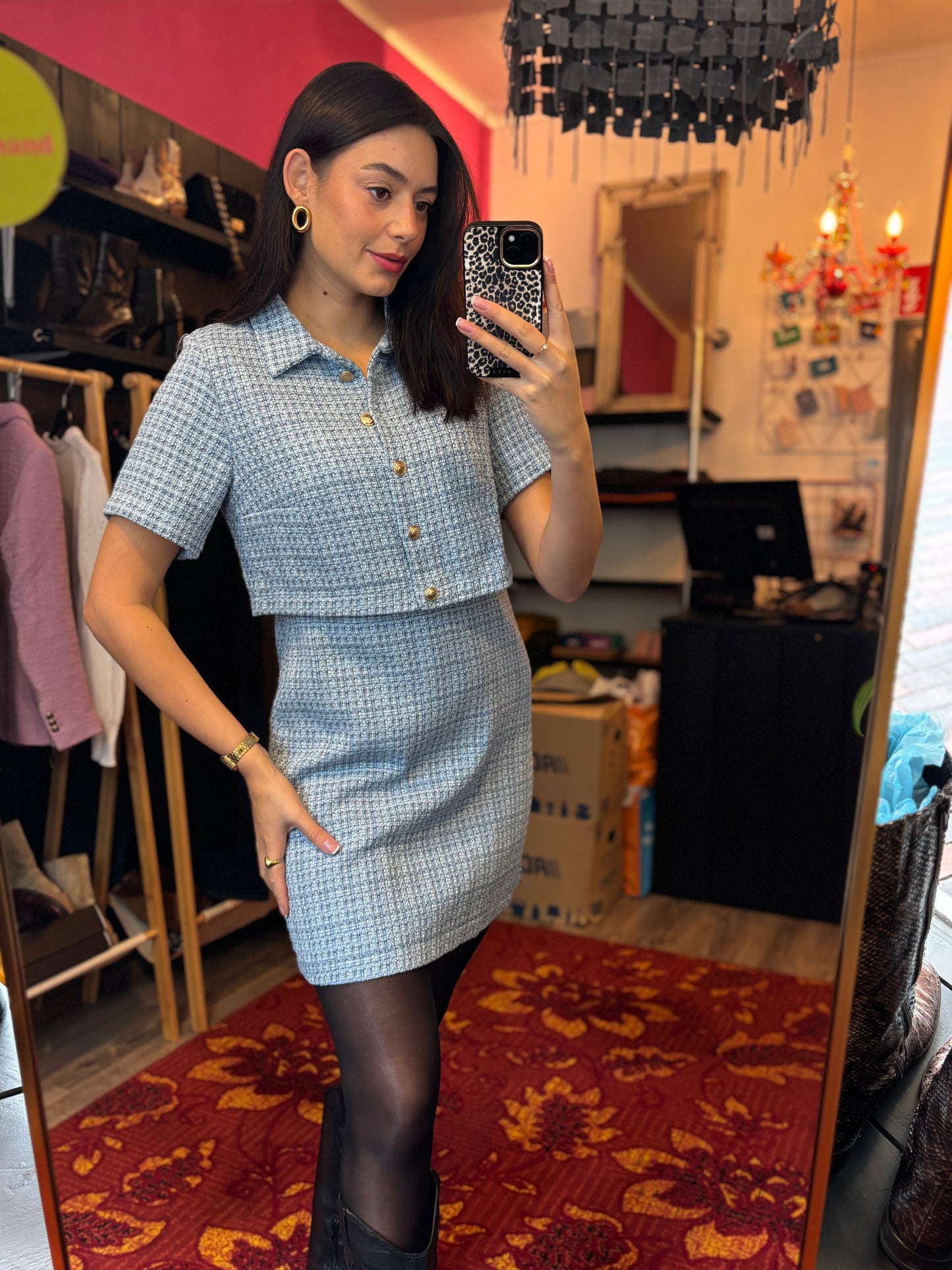 431-30 Reserved tweed jurk maat M