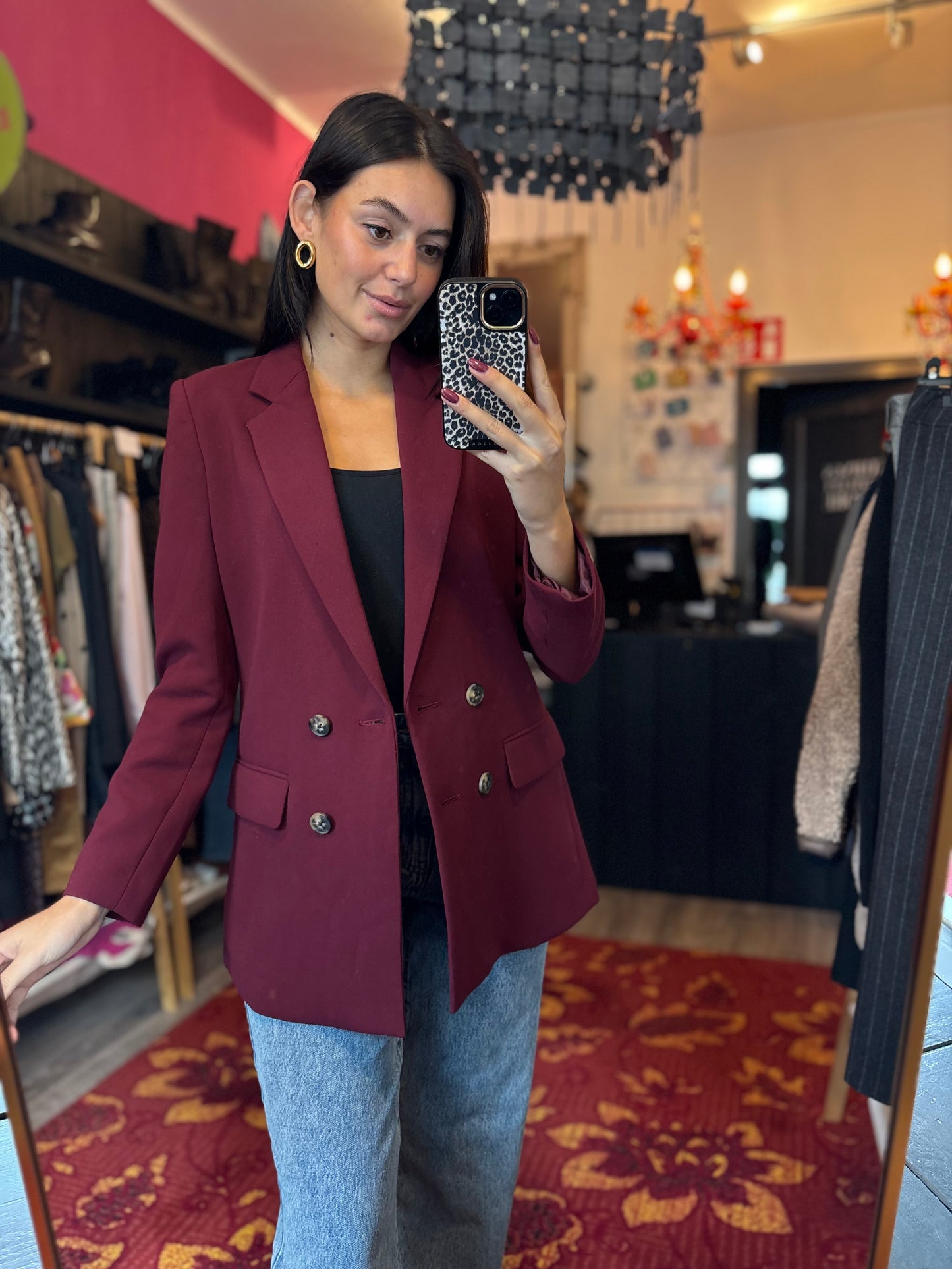 334-22 WE burgundy blazer maat 36