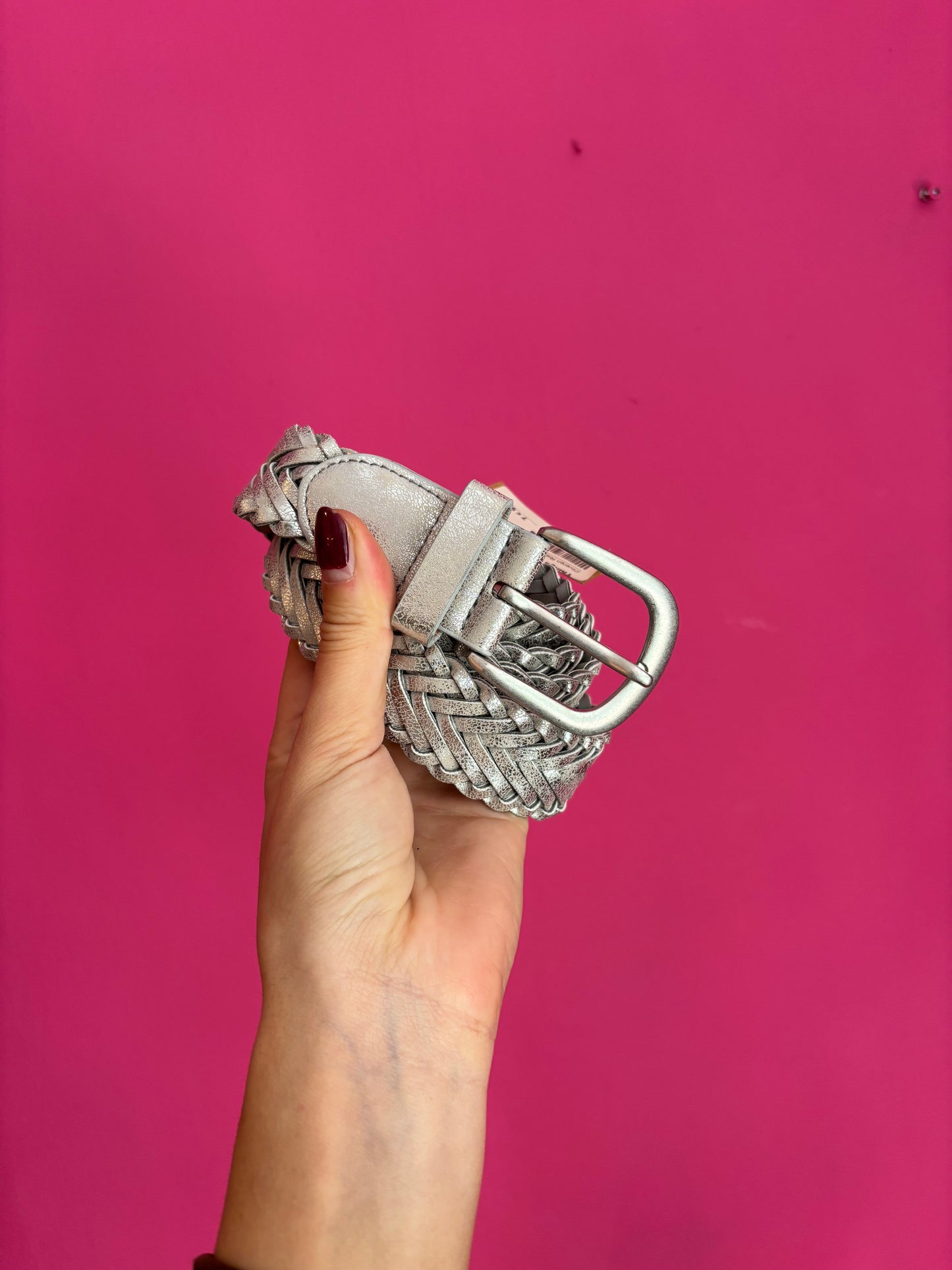 350-71 Zilveren gevlochten riem one size