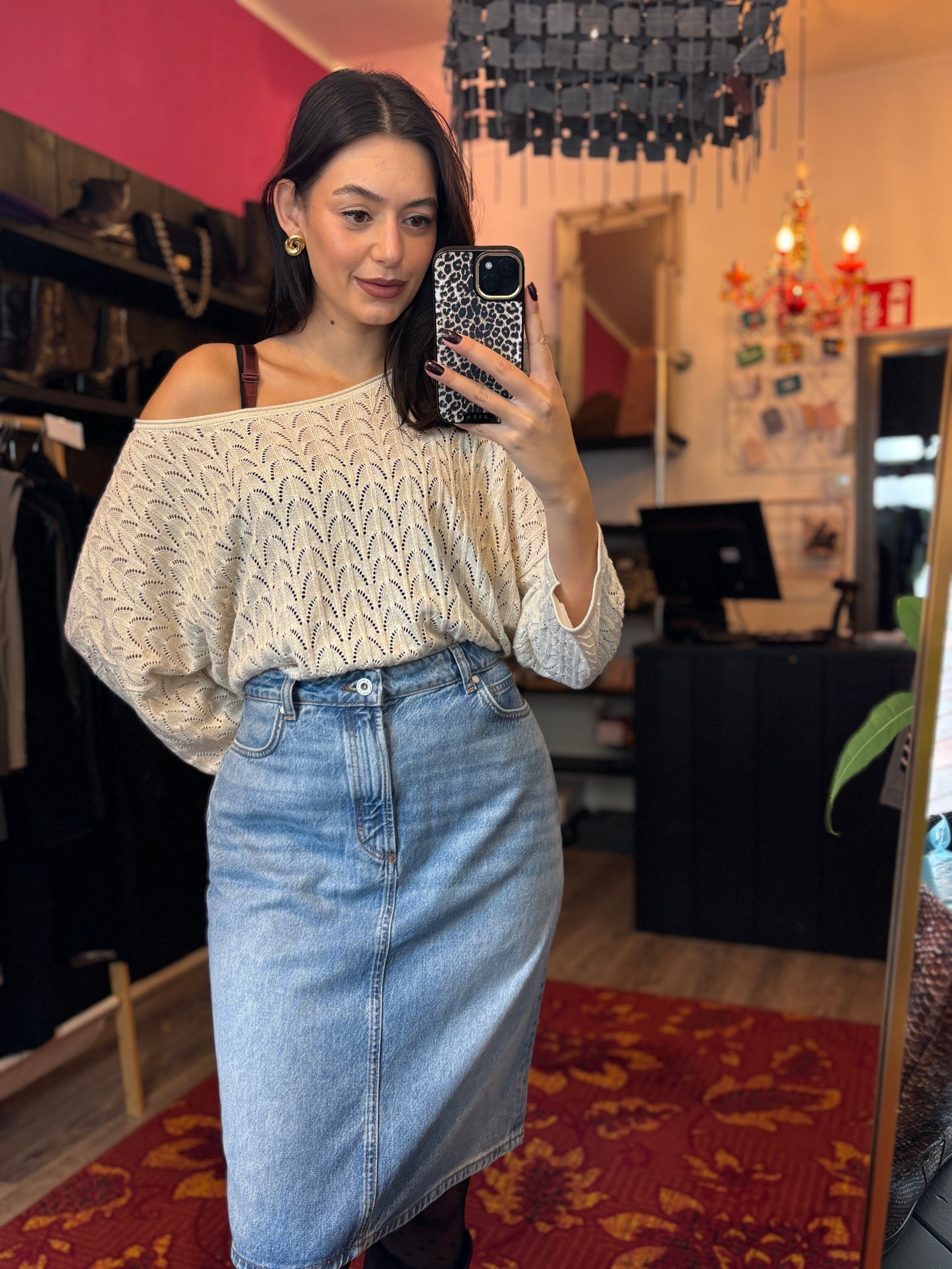 452-41 Glittertrui gemaakt goud/creme maat 44