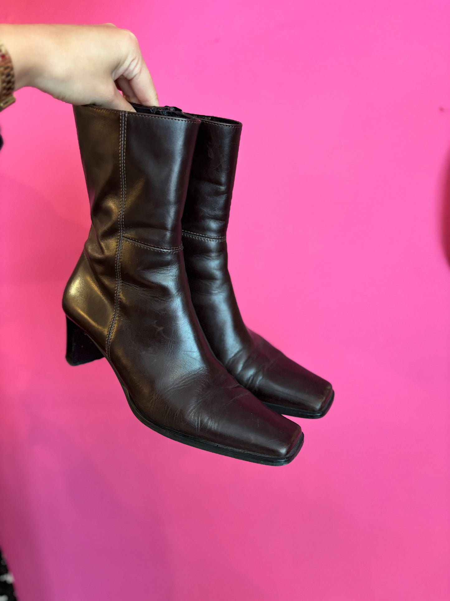 400-135 Leather boots dark brown size 39.5