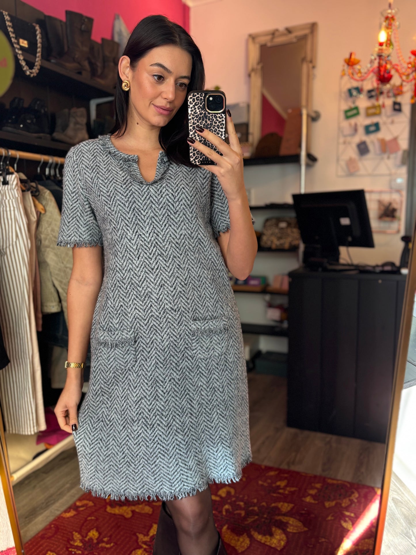 427-12 Marc Cain soft blue knitted dress N3