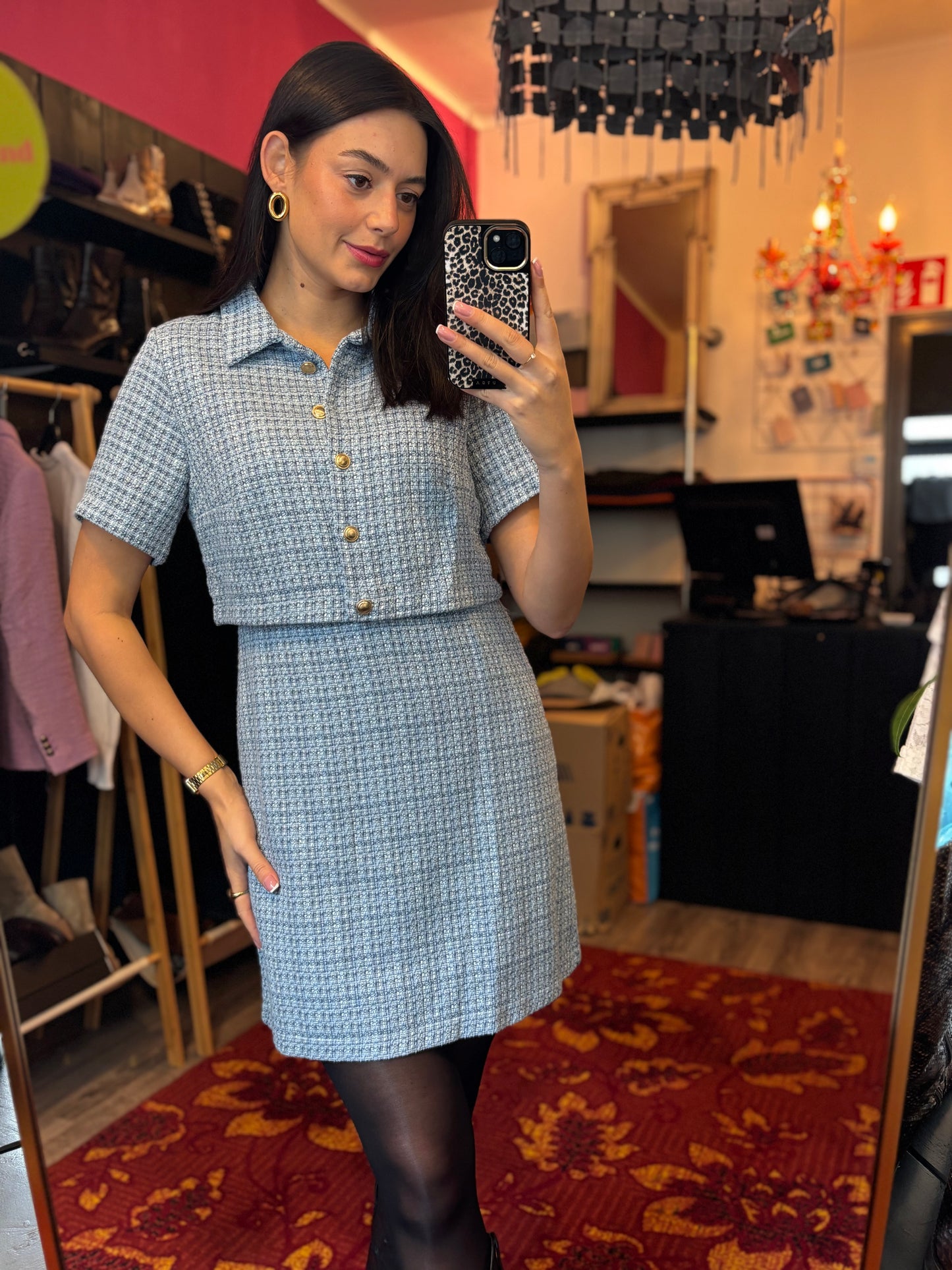 431-30 Reserved tweed jurk maat M