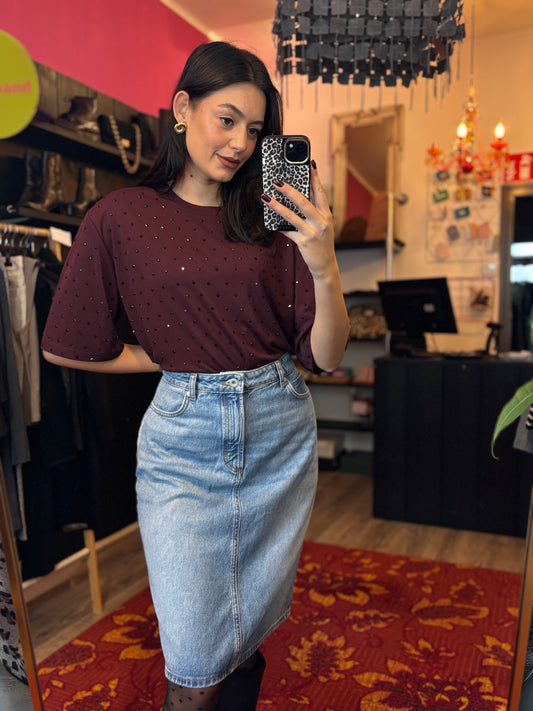 472-7 Loavies burgundy tshirt maat XL