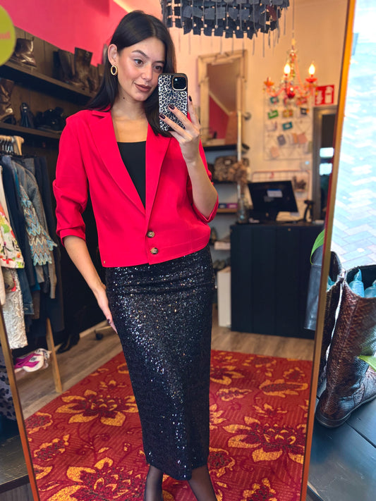 176-130 Pailetten rok met split maat S/M/L