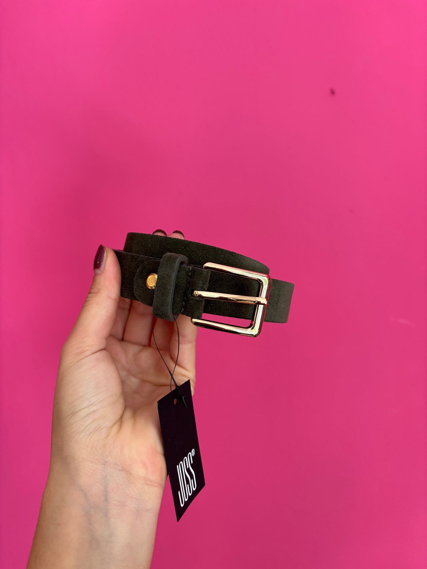 Joss riem groen real leather 100cm