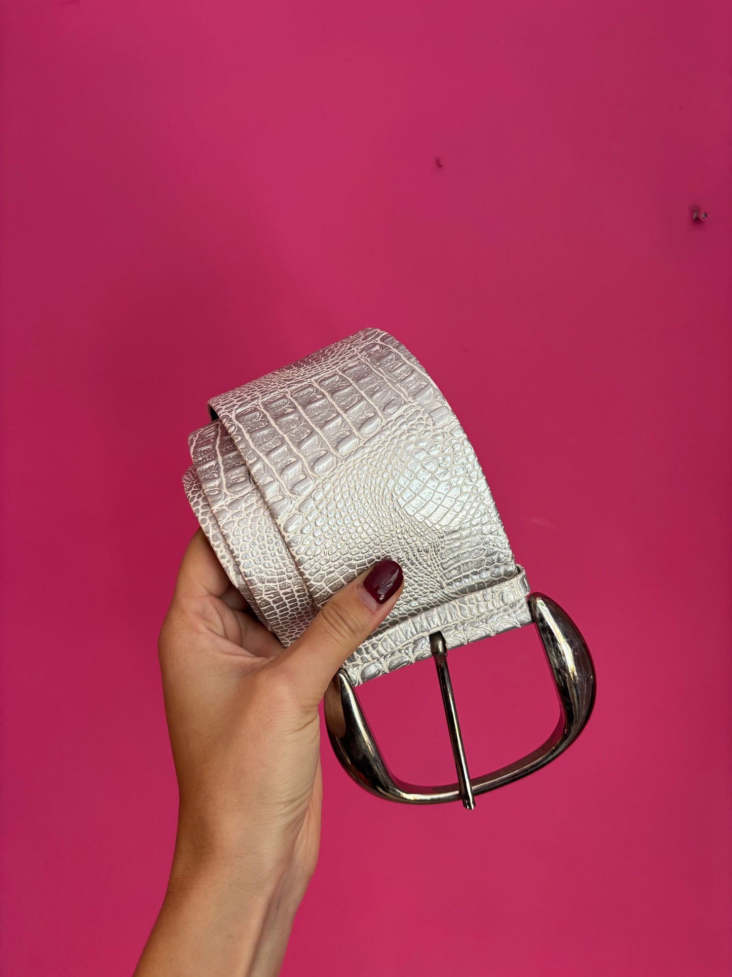 176- Riem croco 8cm breed zilver 90