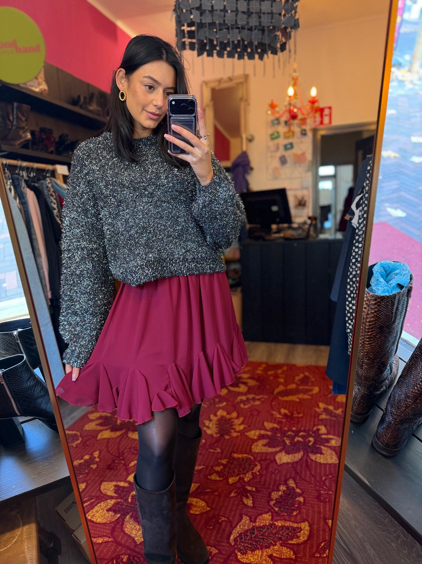 459-5 Burgundy rokje maat XL t/m 4XL