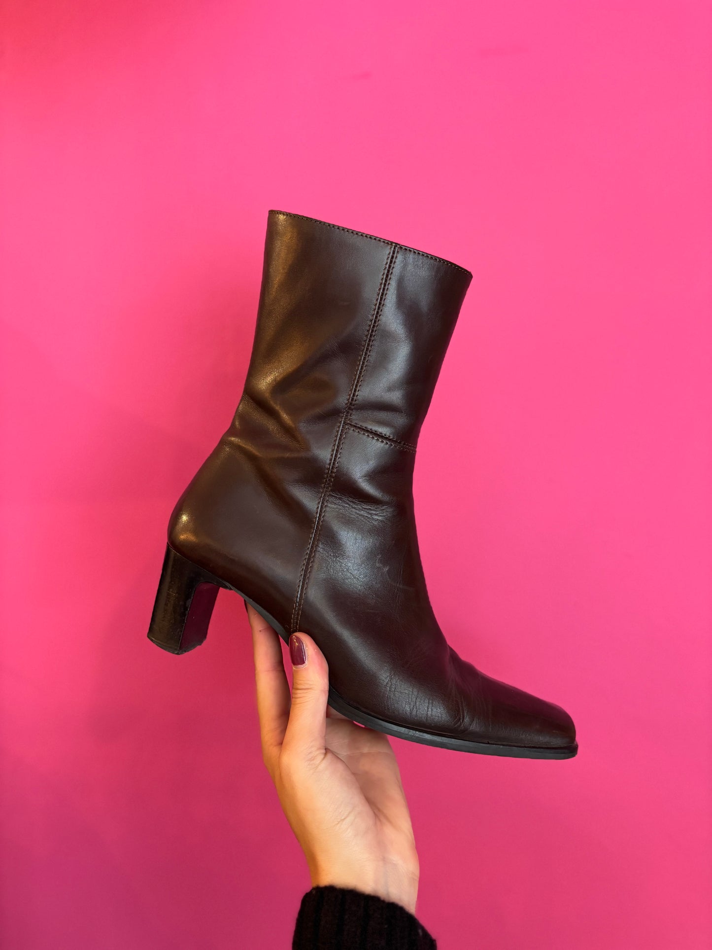 400-135 Leather boots dark brown size 39.5