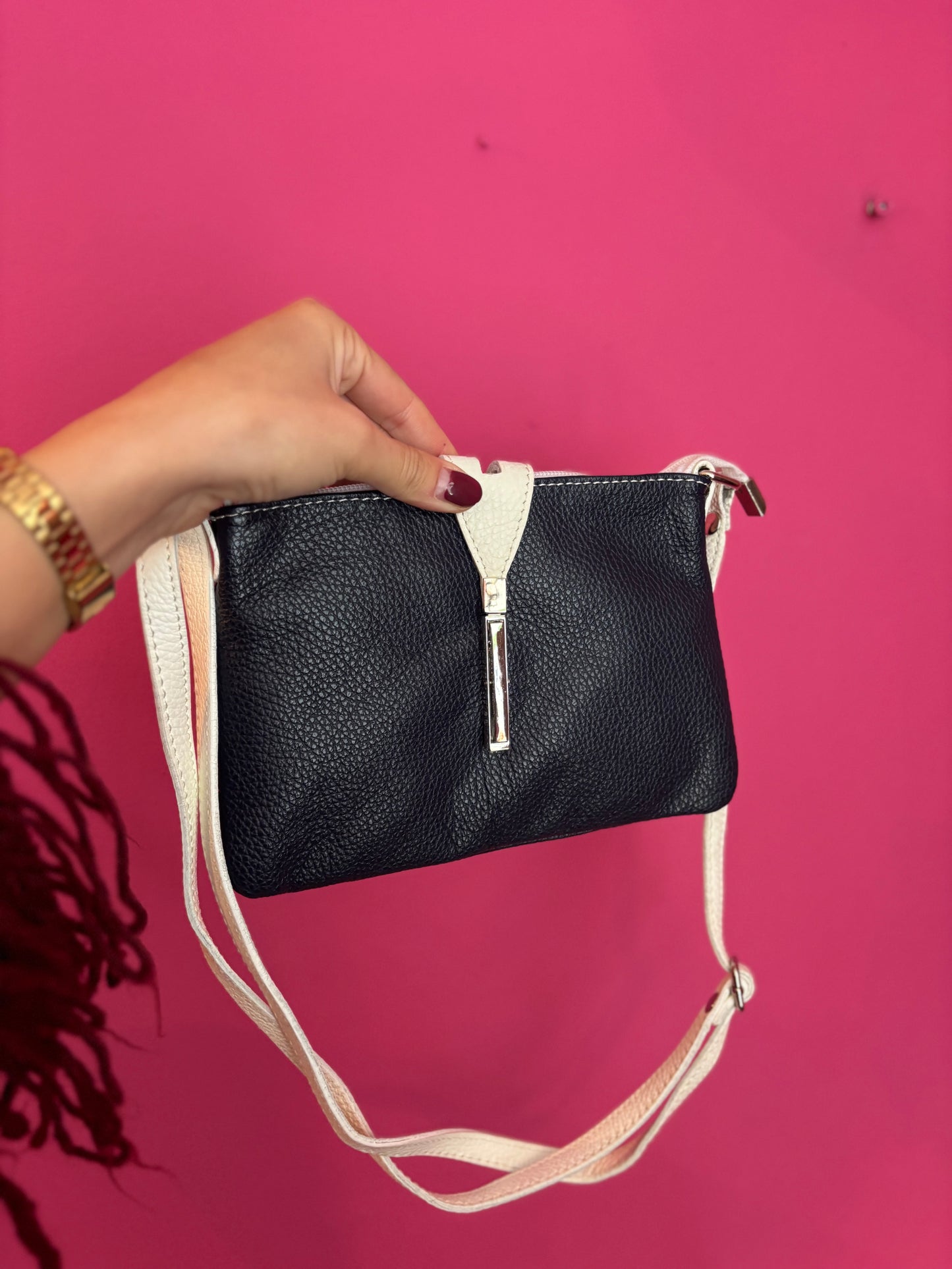 478-7 Leren tas donkerblauw