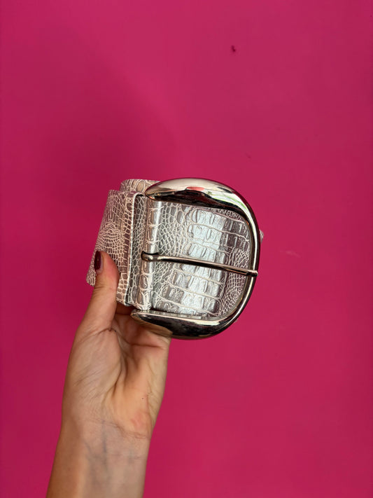 176- Riem croco 8cm breed zilver 90