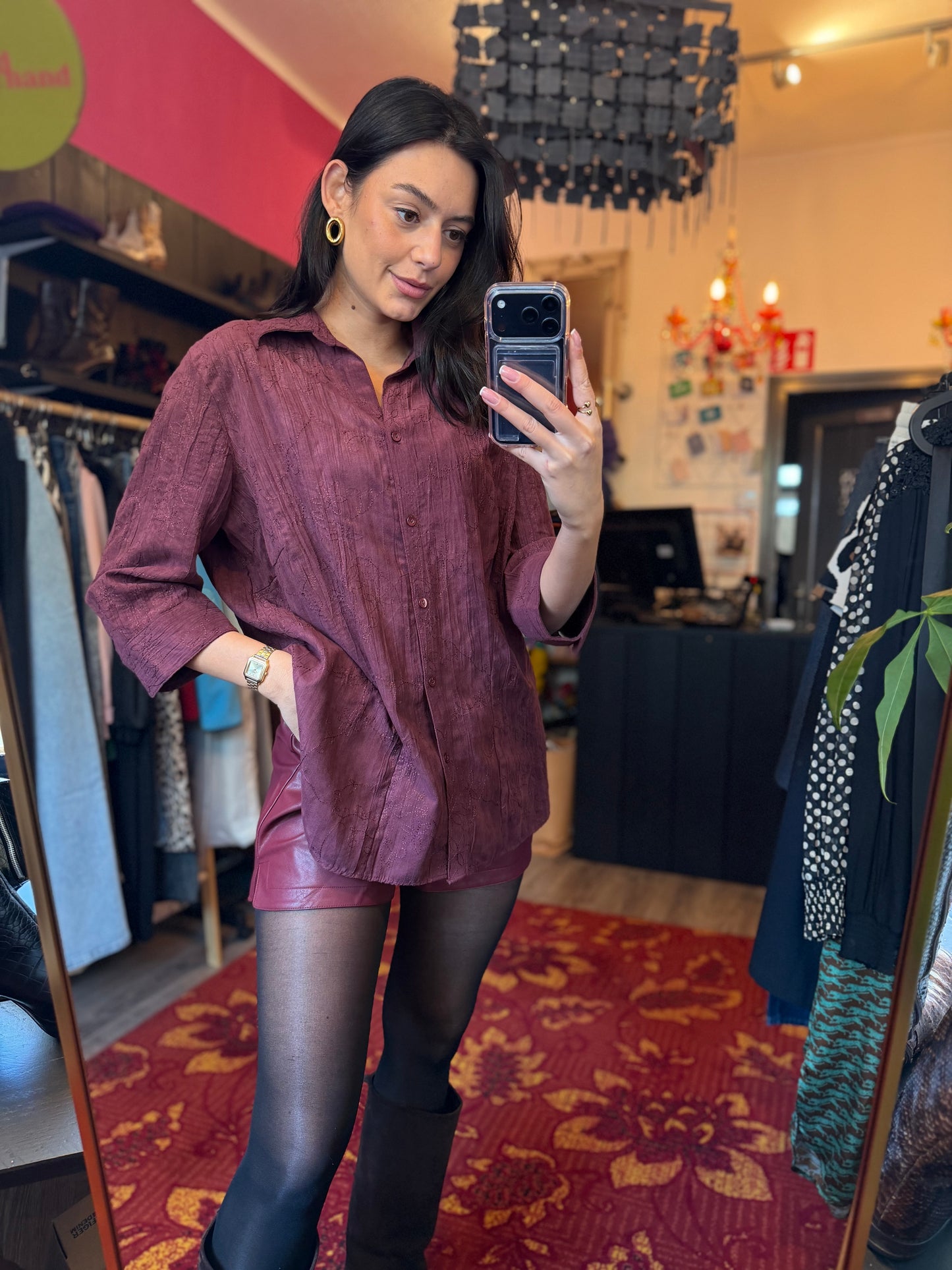 494-5 Burgundy blouse maat L/XL