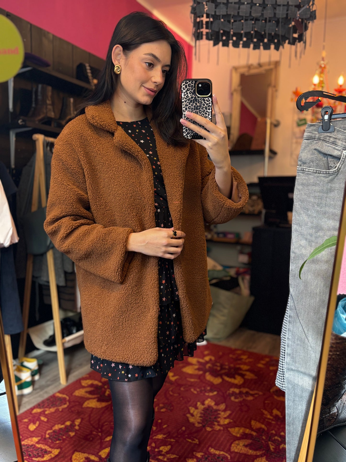 485-3 Teddy jas bruin maat M