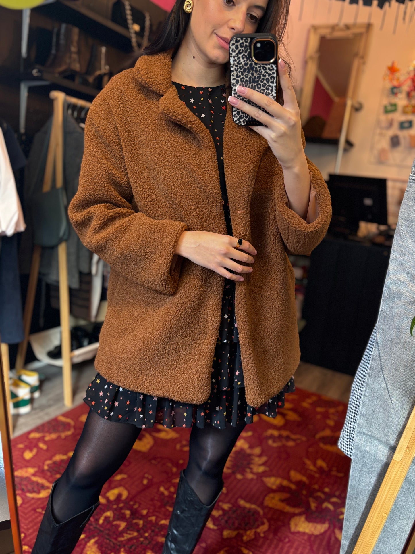 485-3 Teddy jas bruin maat M