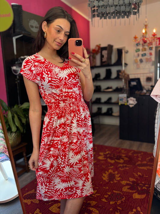 291-94 Jurk print rood maat M